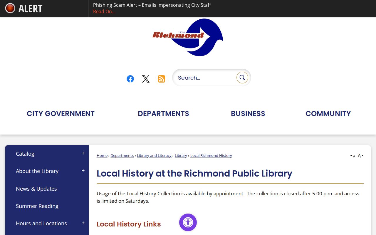 Richmond city directory shelves and local history resources
