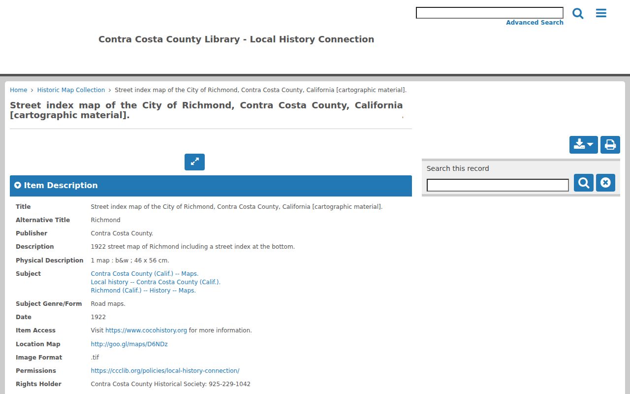 Richmond street directory digitized street-index map